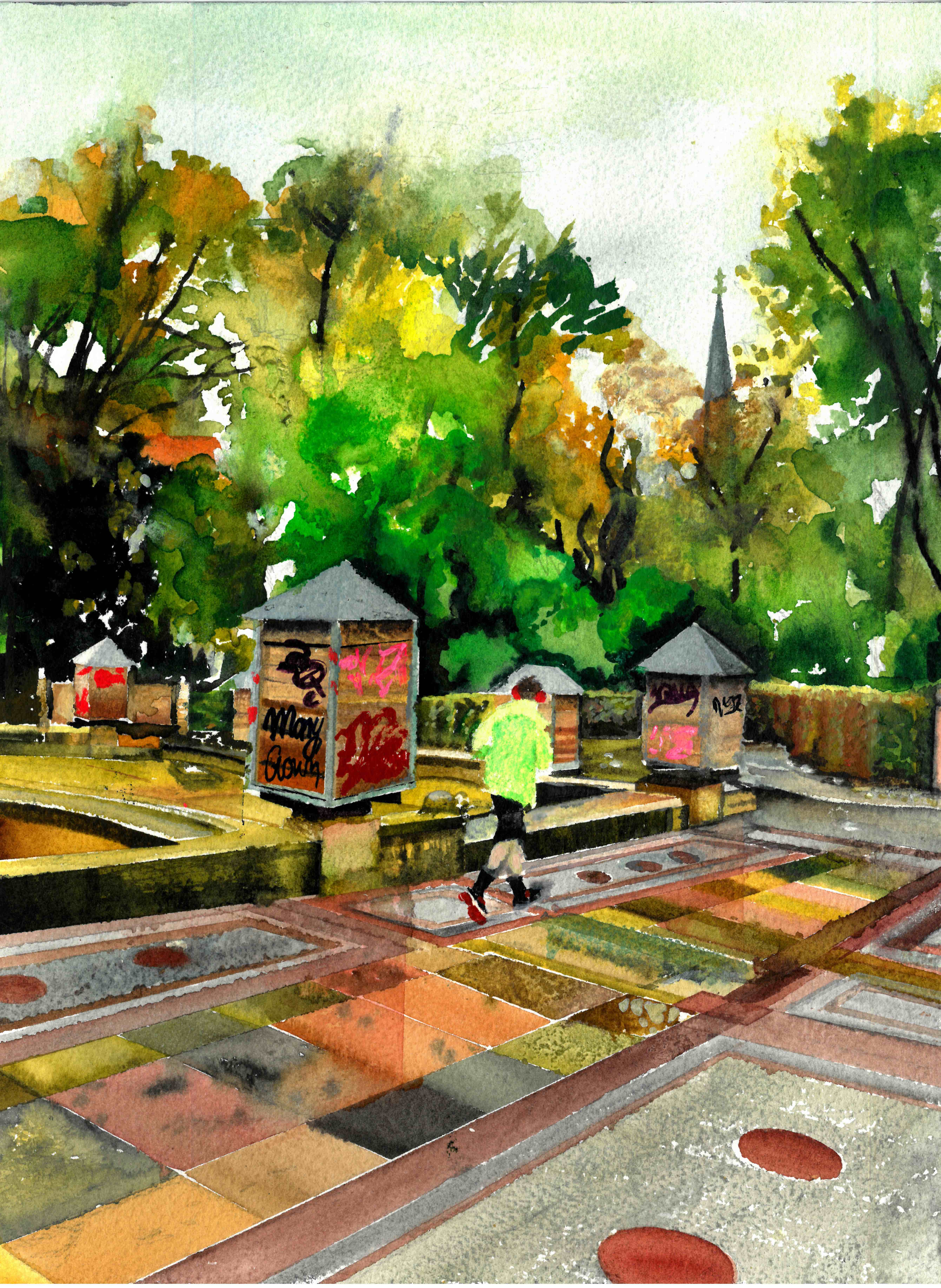 Märchenbrunnen Aquarell
